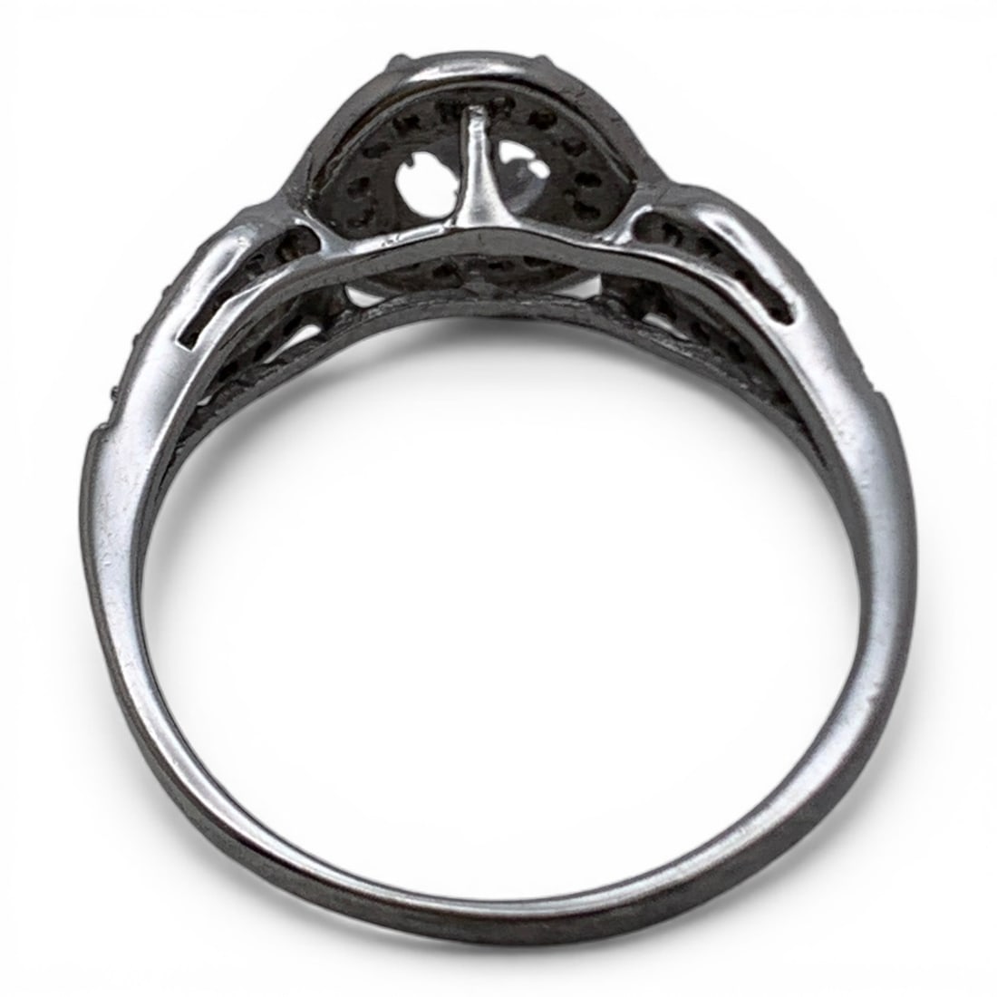 Sterling Silver Ring With Clear Stones - 2