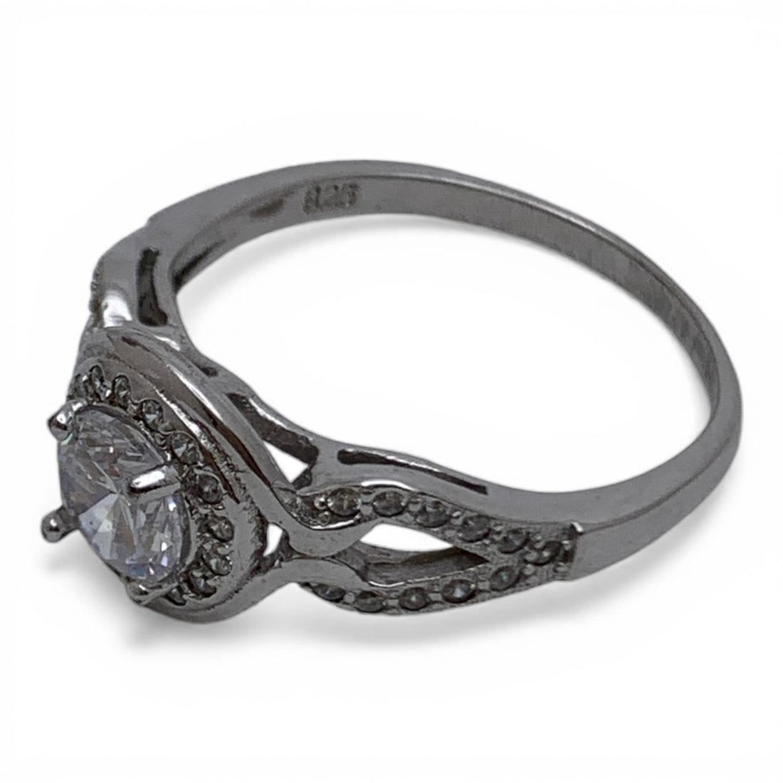 Sterling Silver Ring With Clear Stones - 3