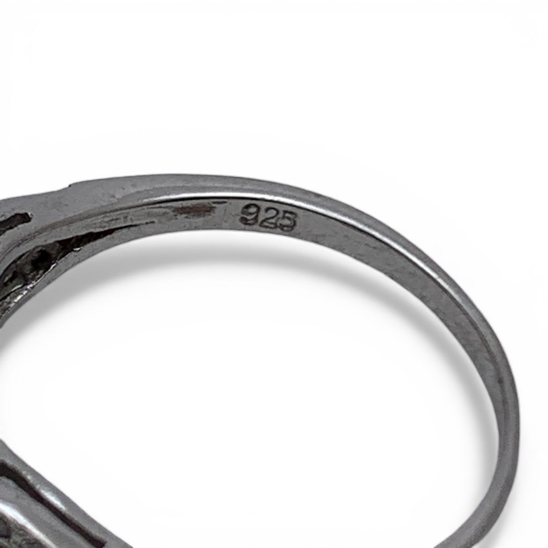 Sterling Silver Ring With Clear Stones - 6