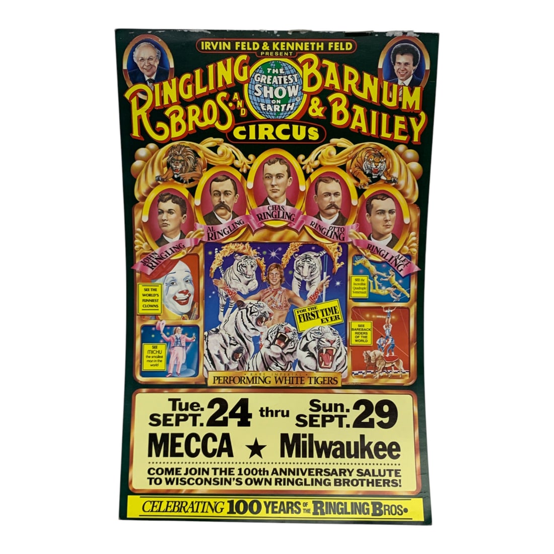Vintage Ringling Bros Circus Poster: Irvin Feld & Kenneth Feld - 22" X 14"Poster Shows Wear