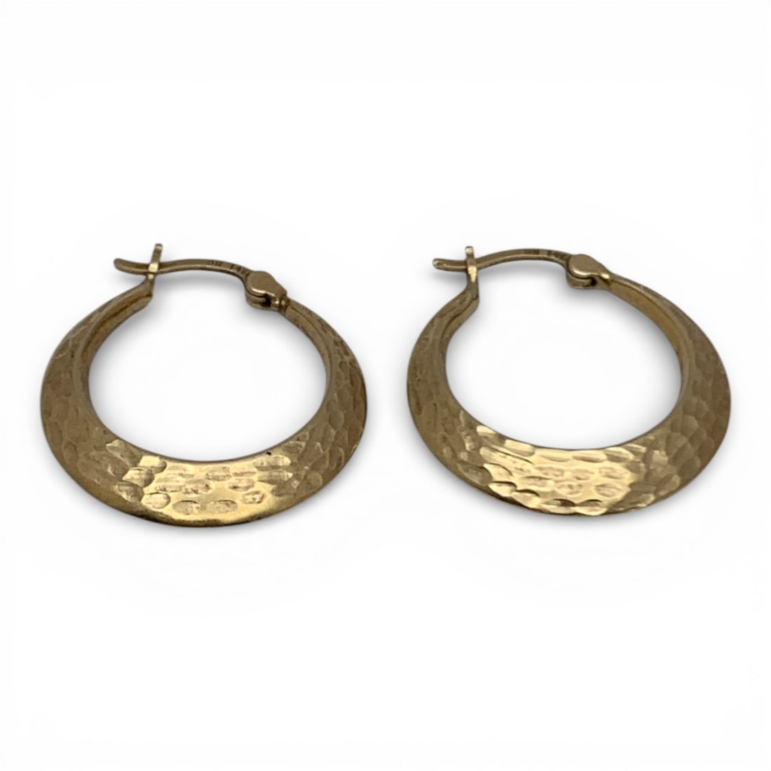 14k Yellow Gold Hoop Earrings: Marked 14k - 7/8" Long - 1.2 DwtGemstones Tested With Presidium Gem Tester Il - Berners Does Not Guarantee Authenticity Of Gemstones