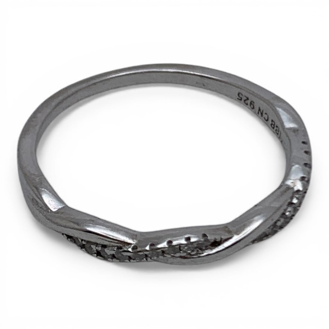 Sterling Silver Ring With Clear Stones - 5