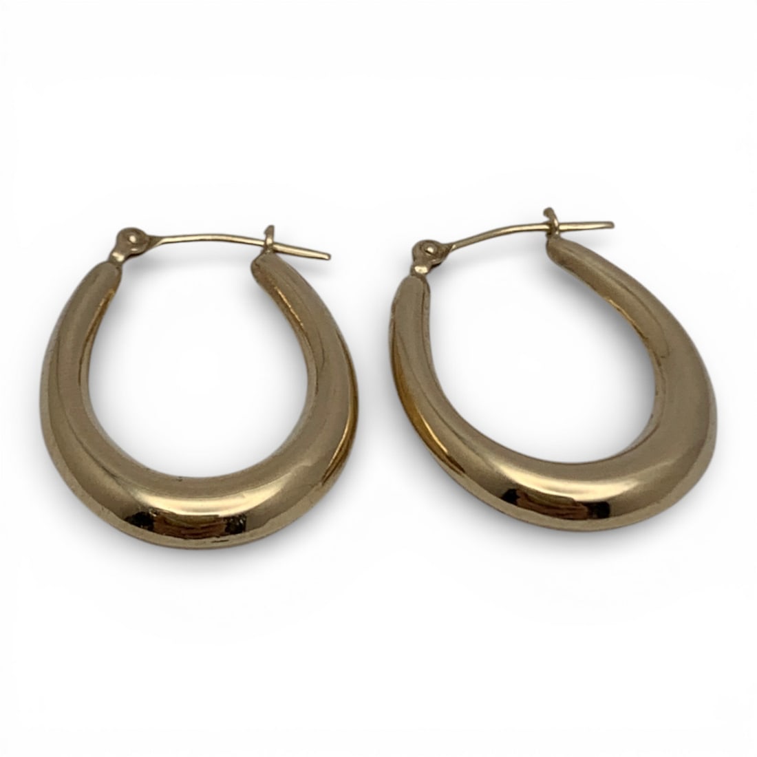 14k Yellow Gold Hoop Earrings: Marked 14k - 7/8" Long - 0.8 DwtGemstones Tested With Presidium Gem Tester Il - Berners Does Not Guarantee Authenticity Of Gemstones