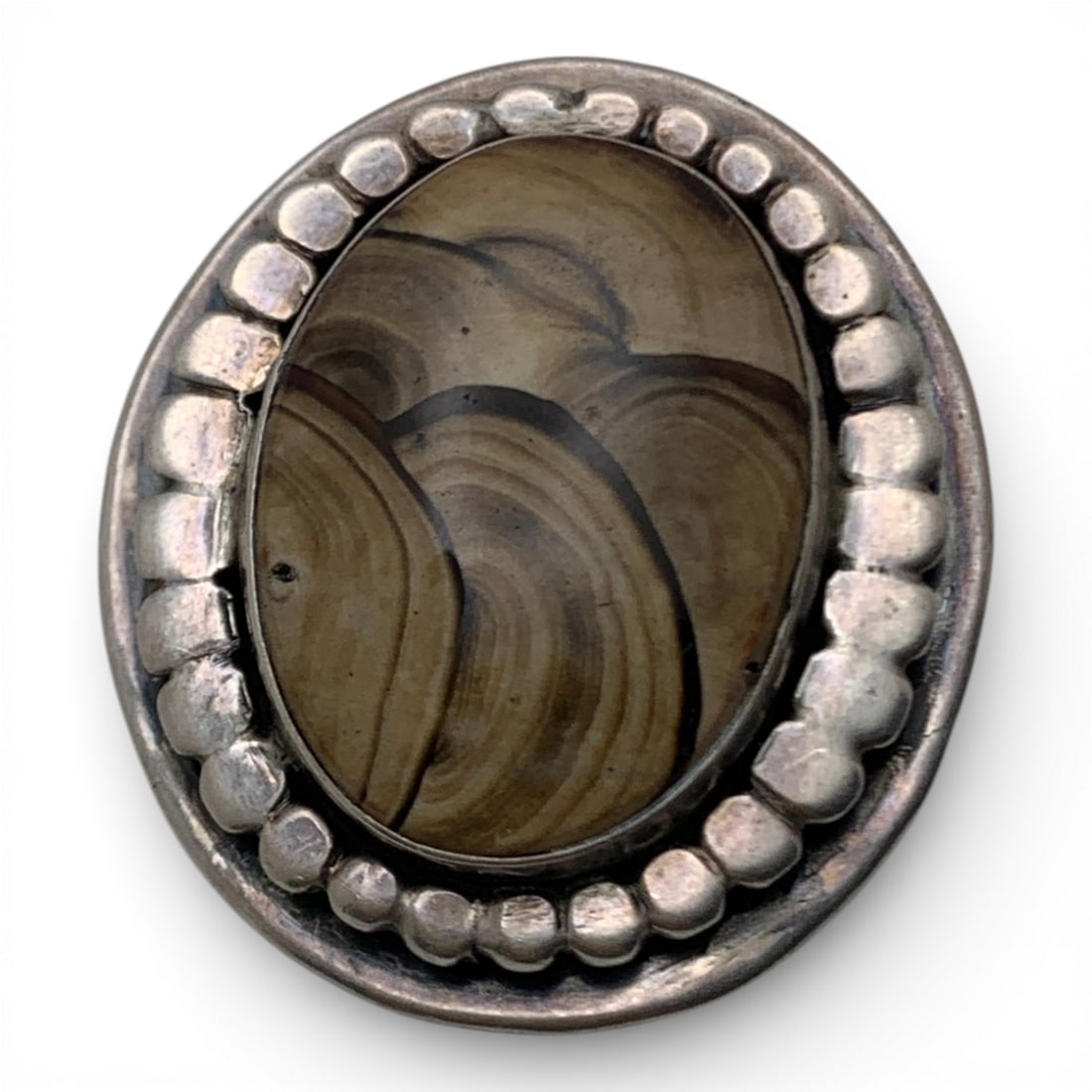 Silver & Brown Stone Pendant - 3