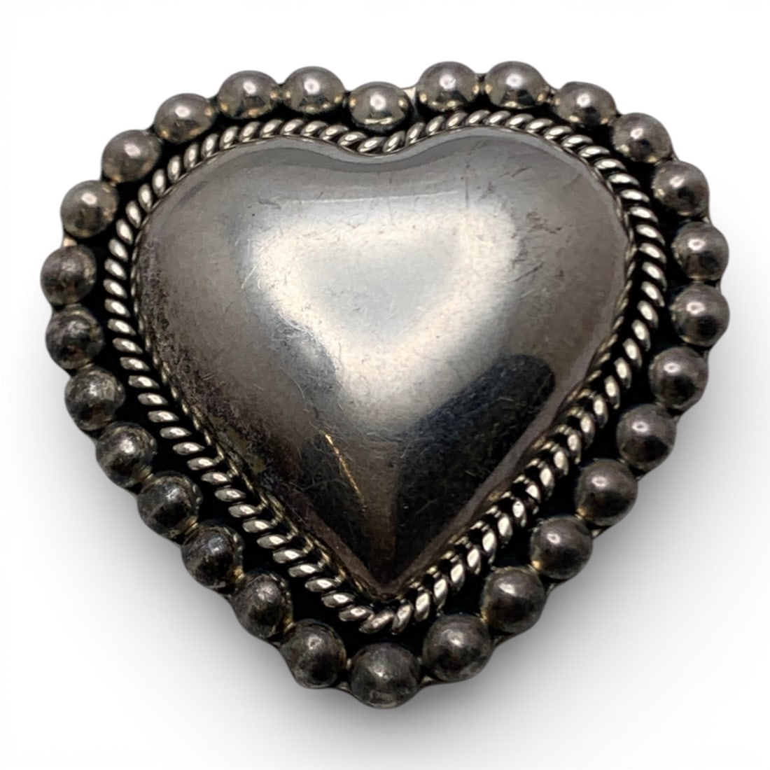 Sterling Silver Heart Pin: Marked 925 - 1 5/8" Long - 19.6 Grams