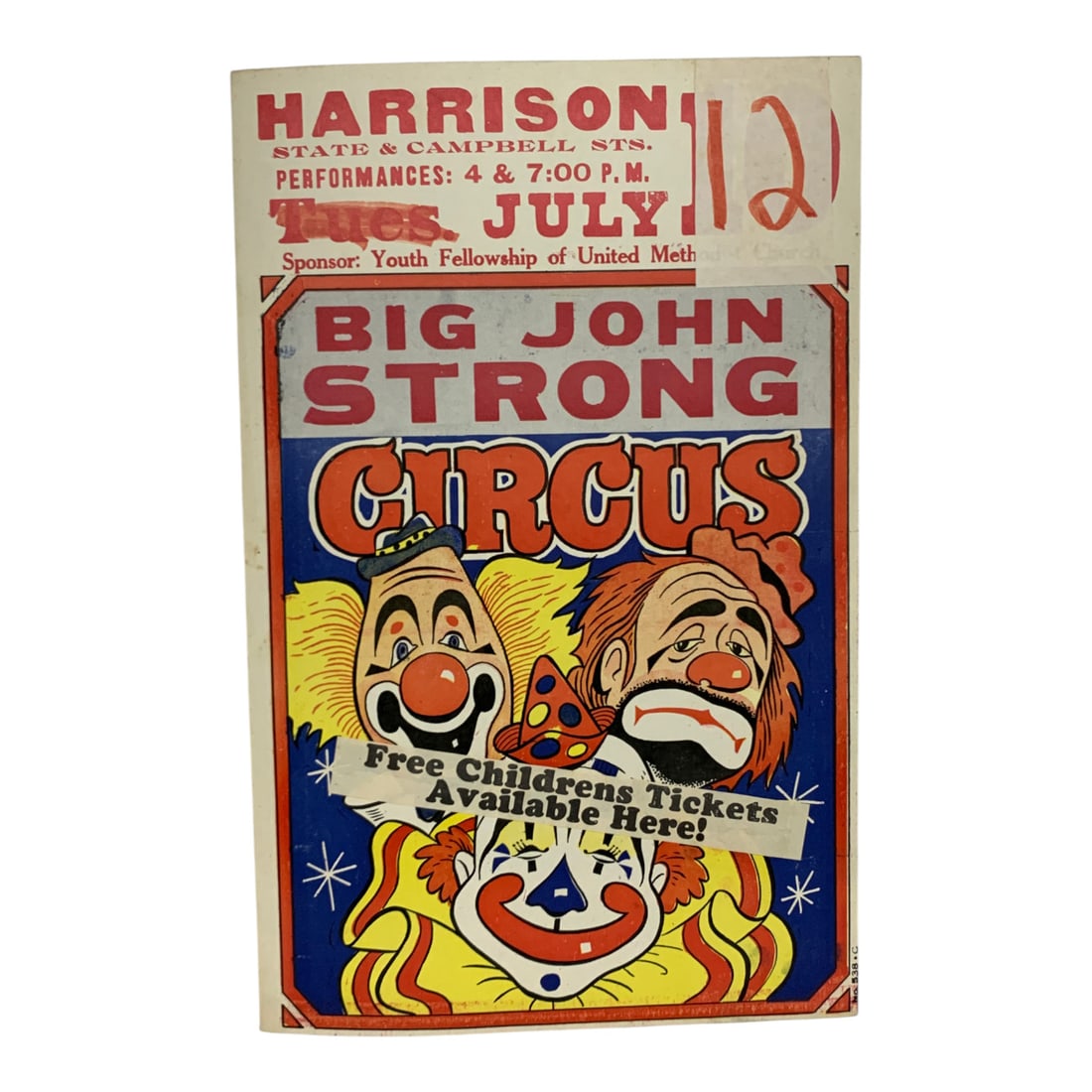 Vintage 1979 Big John Strong Circus Poster: Harrison, No. 538 C - 22" X 14"Poster Shows Wear & Damage