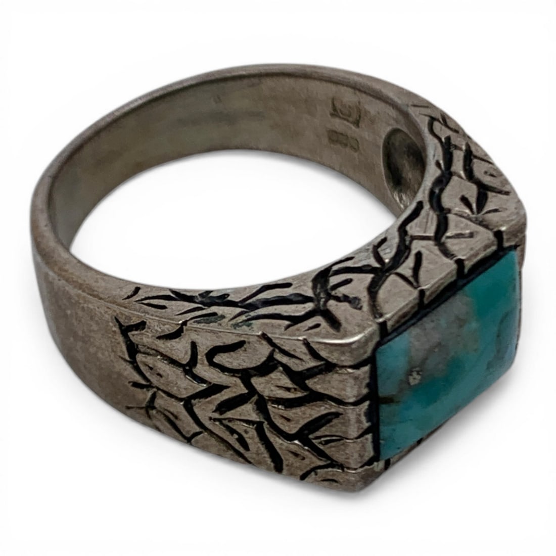 Sterling Silver & Blue Stone Ring - 4