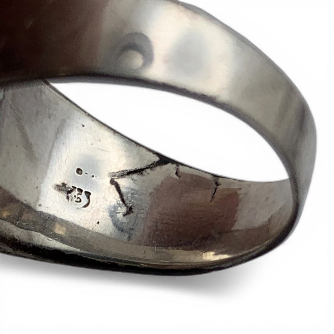 Sterling Silver & Black Stone Ring - 6