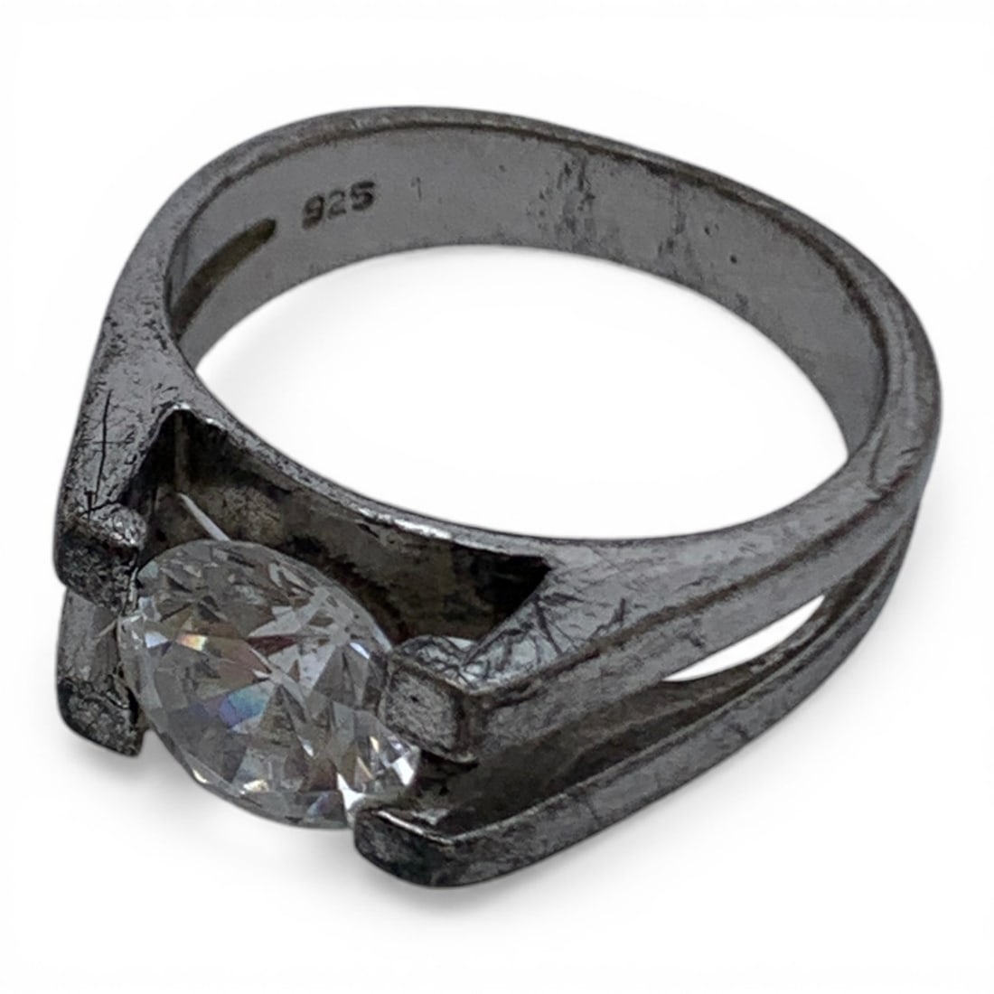 Sterling Silver & Clear Stone Ring - 3