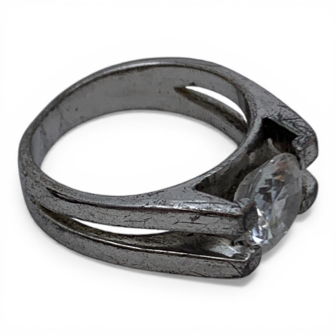 Sterling Silver & Clear Stone Ring - 4