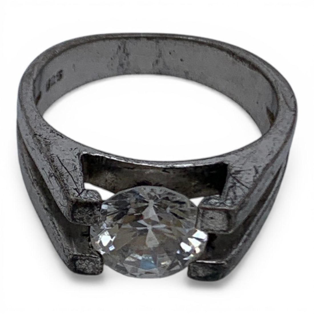 Sterling Silver & Clear Stone Ring - 5