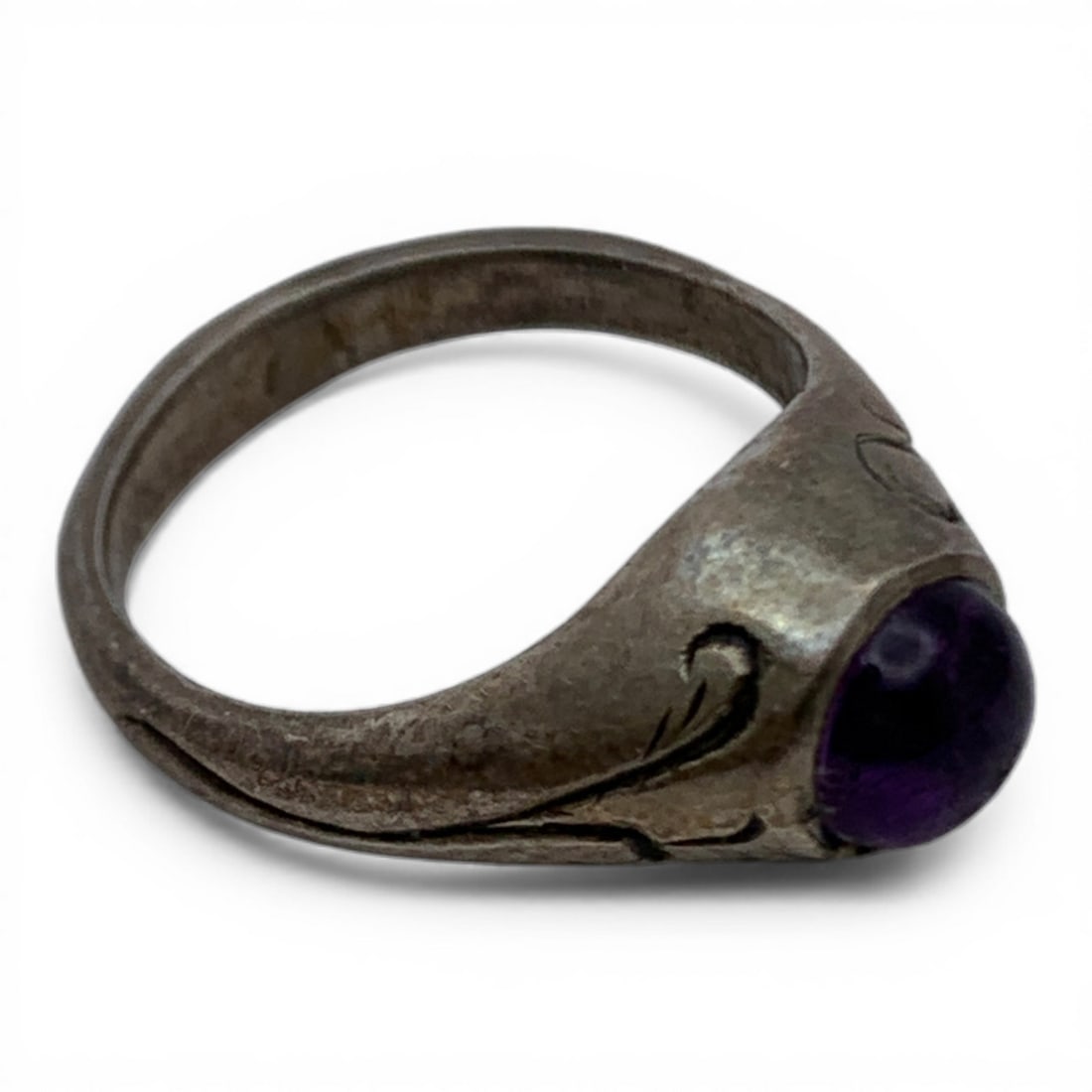 Silver & Purple Stone Ring - 4