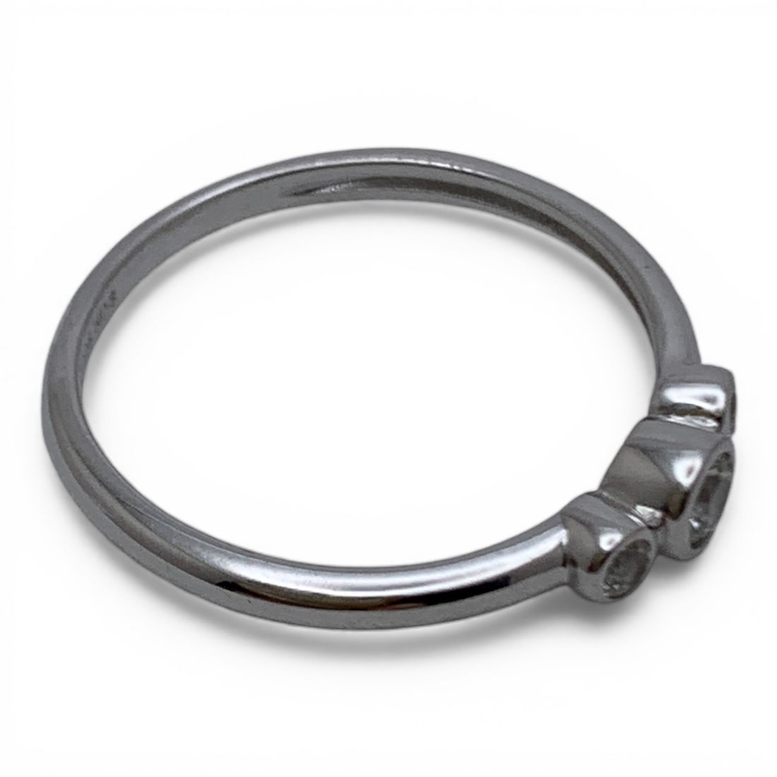 Sterling Silver Ring With Clear Stones - 4