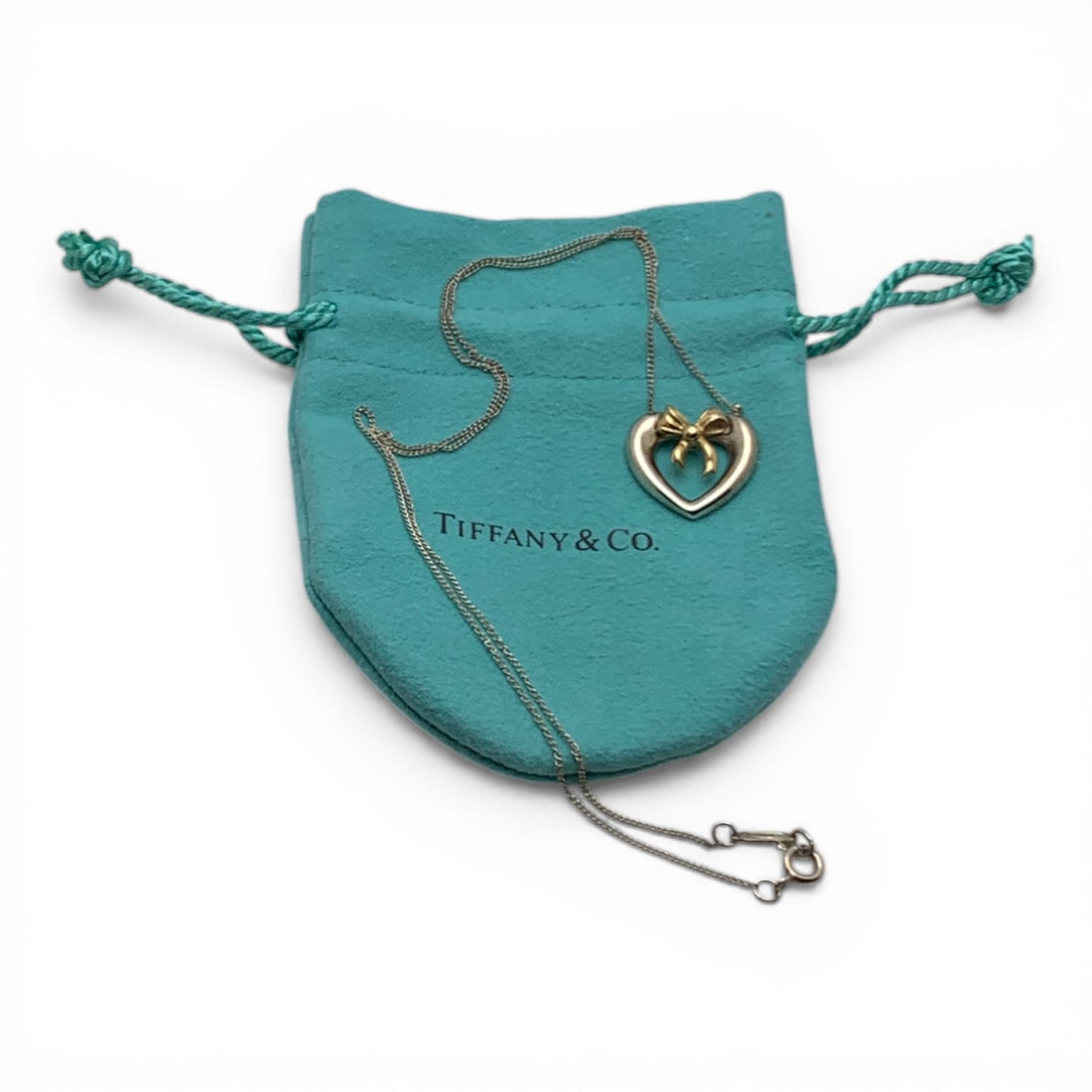 Tiffany & Co Sterling & 18k Gold Pendant Necklace: Marked: 1991 Tiffany & Co, 925 750 - 18 1/4" Long - 4.9 Grams Includes Tiffany & Co Cloth Drawstring Bag