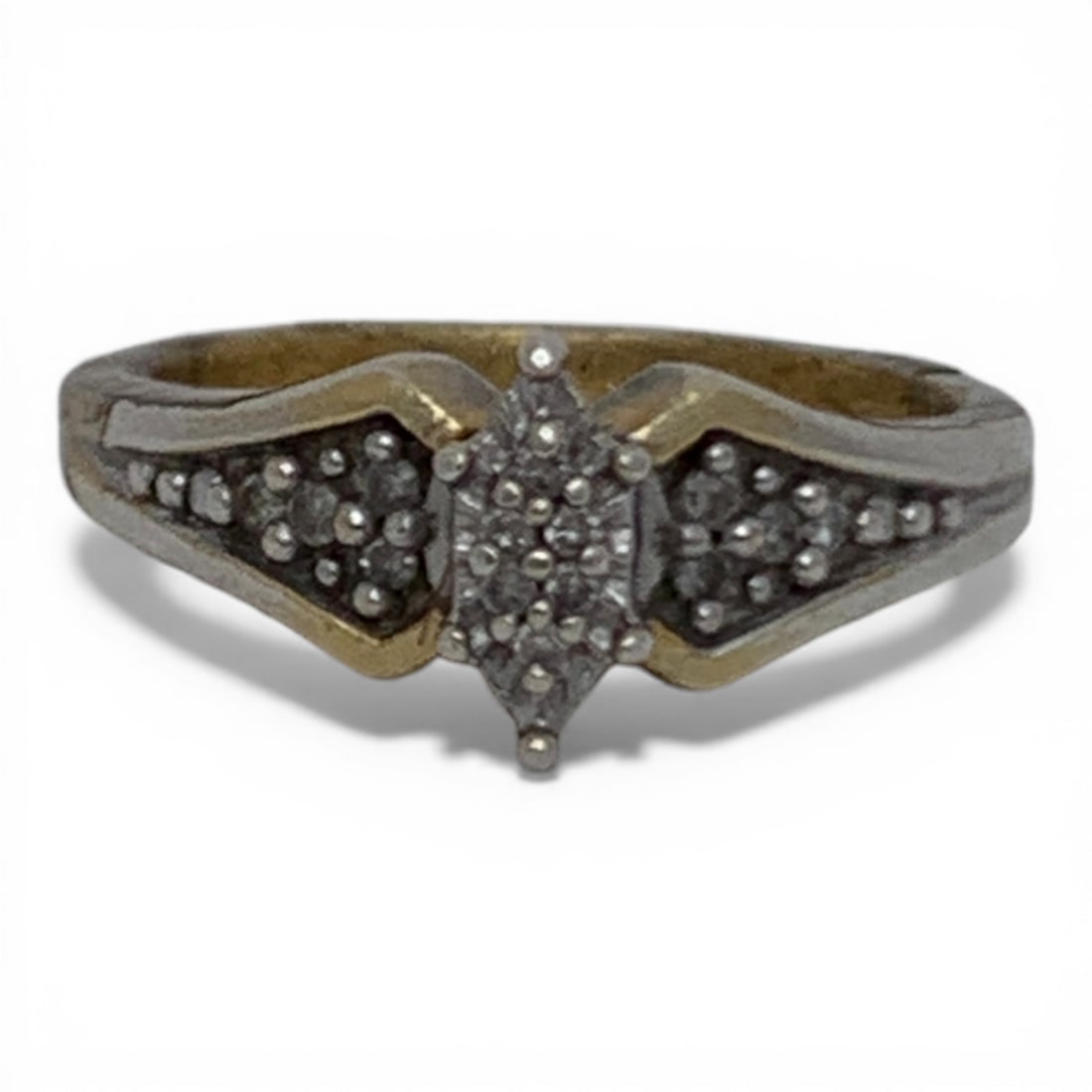 Sterling Silver Gold Tone Ring With Stones: Marked 925 - Size 6.5 - 3.2 Grams