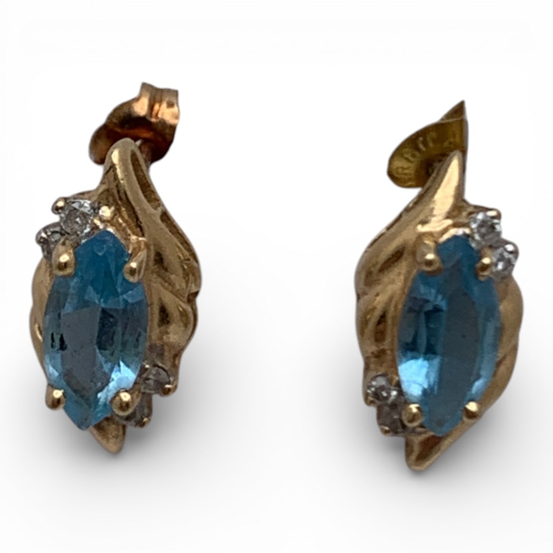 14k Yellow Gold Diamond & Spinel Earrings: Marked 14k - 1/2" Long - 1.2 DwtGemstones Tested With Presidium Gem Tester Il - Berners Does Not Guarantee Authenticity Of Gemstones