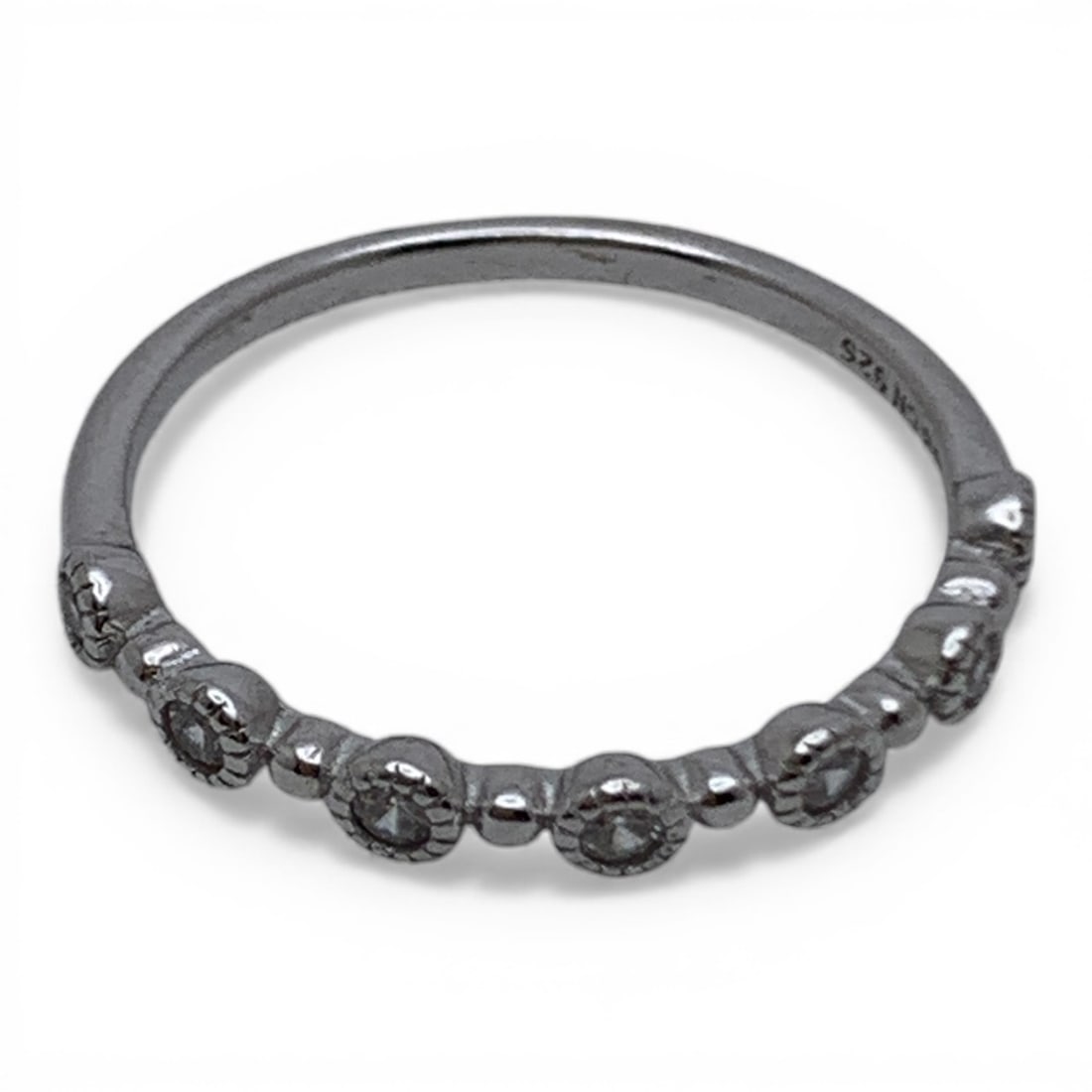 Sterling Silver Ring With Clear Stones - 5