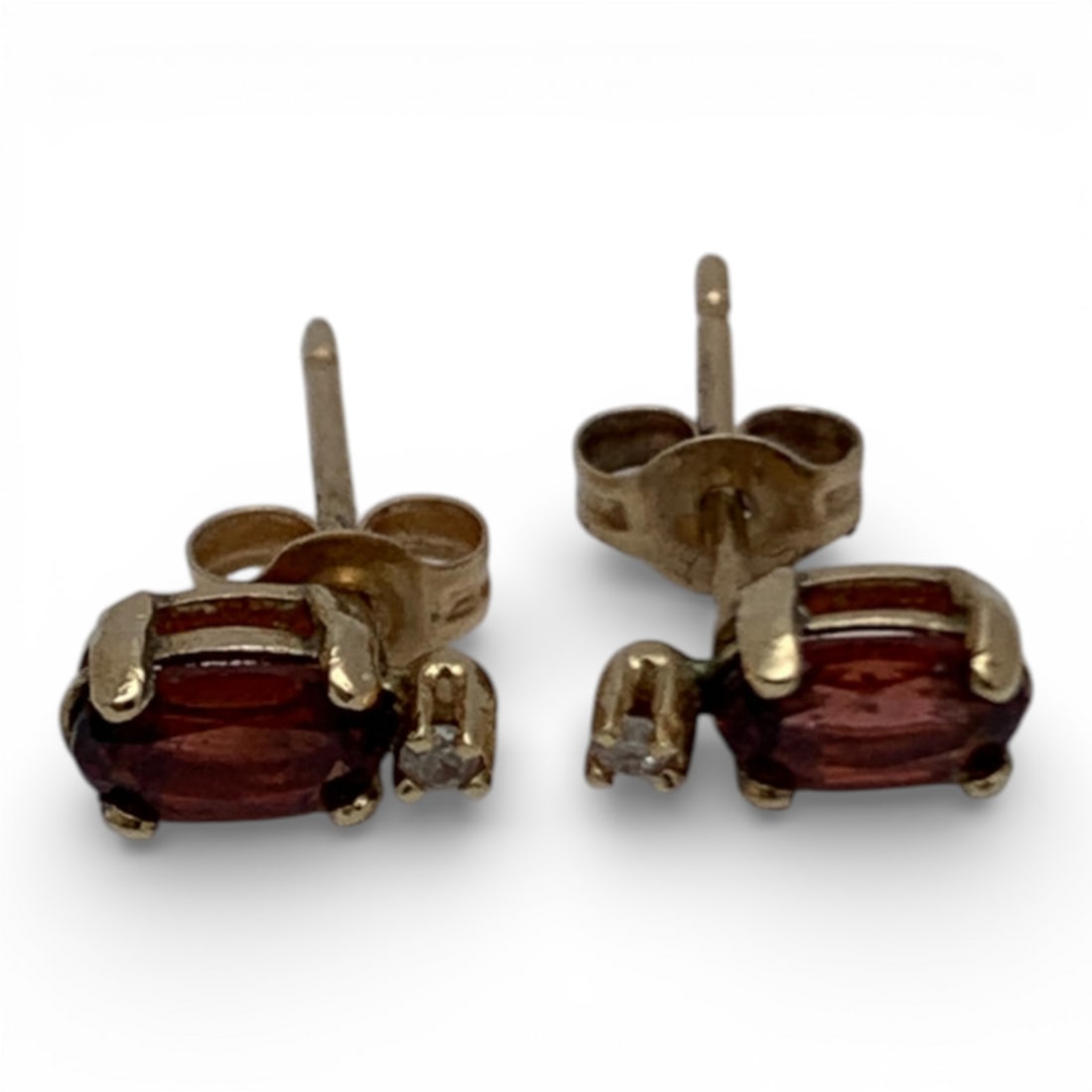 14k Yellow Gold Diamond & Tourmaline Earrings: Marked 14k - 1/4" Long - 0.3 DwtGemstones Tested With Presidium Gem Tester Il - Berners Does Not Guarantee Authenticity Of Gemstones