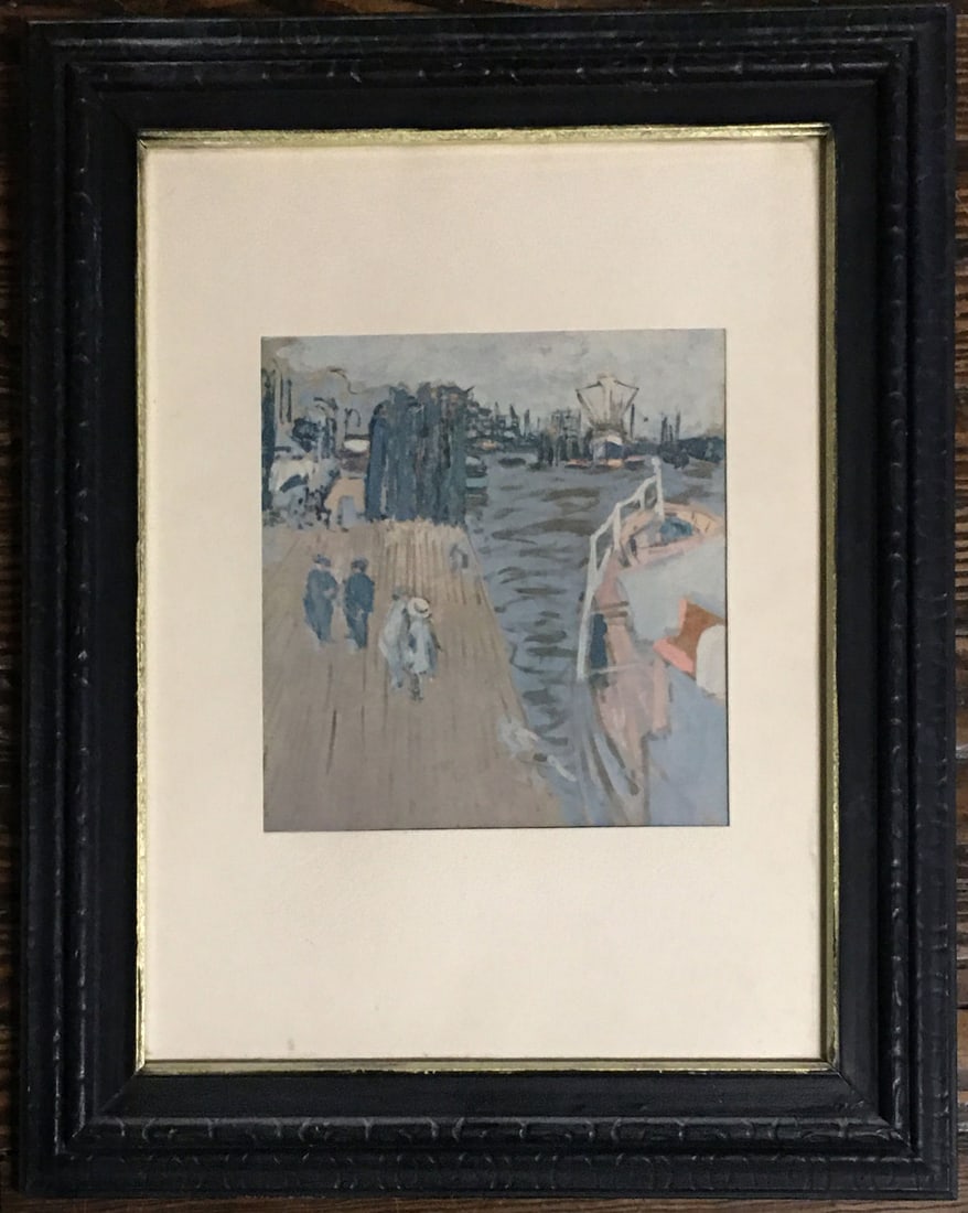 Framed Boat Dock Scene Print - 2