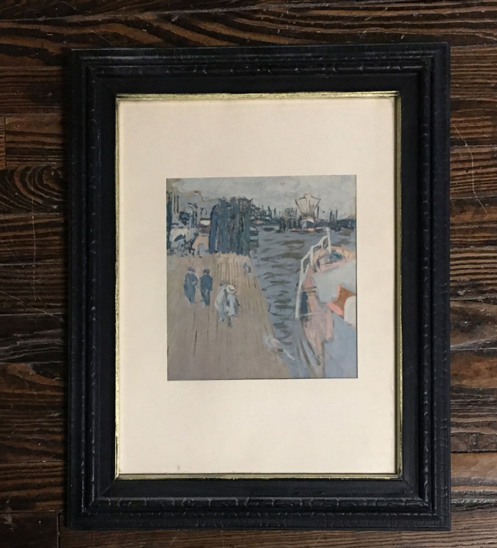 Framed Boat Dock Scene Print - 3