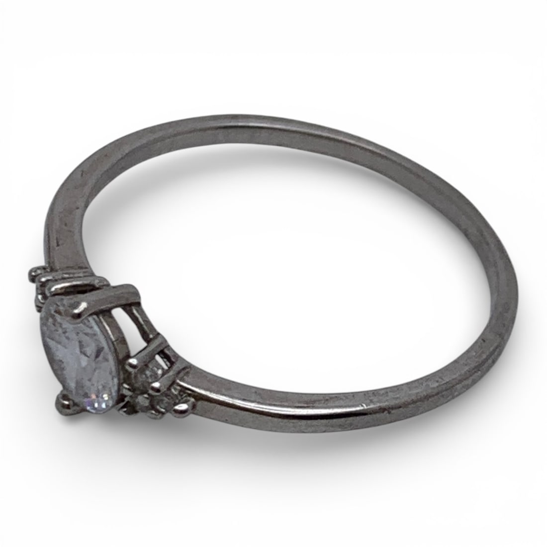 Sterling Silver Ring With Clear Stones - 3