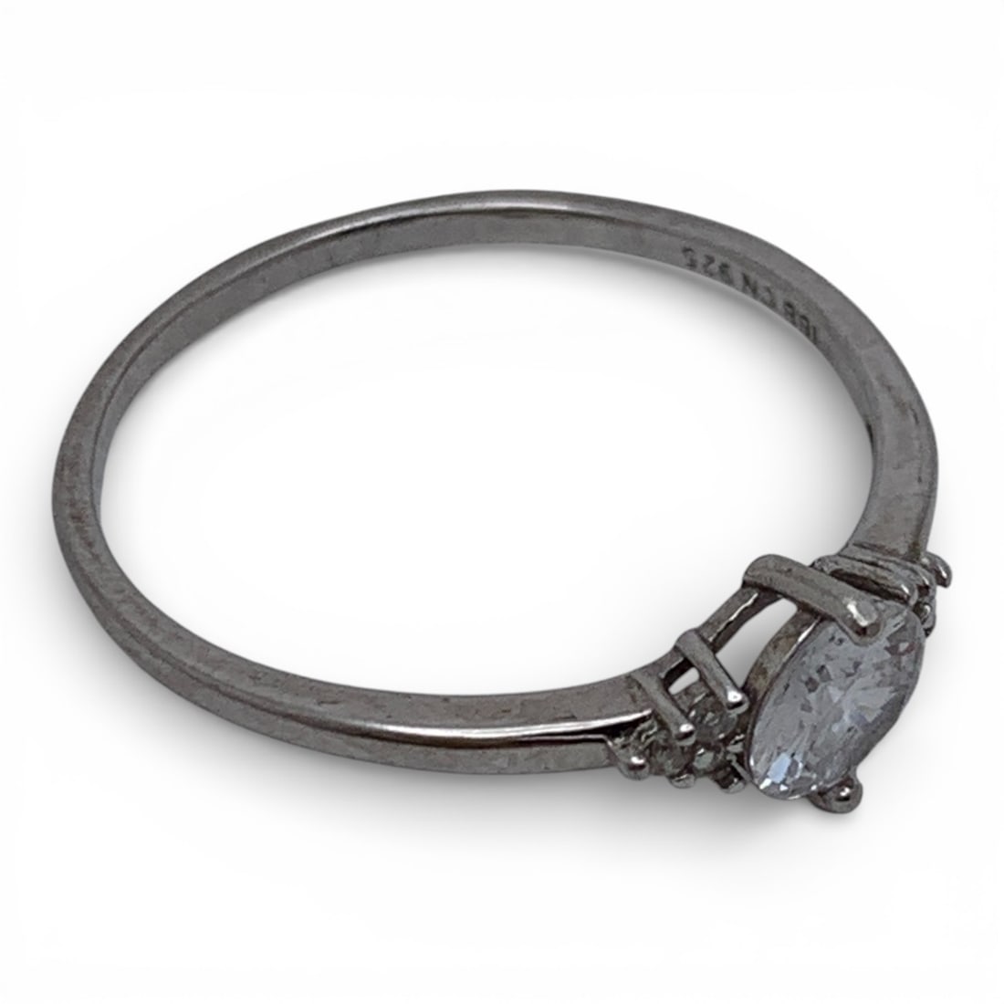 Sterling Silver Ring With Clear Stones - 4