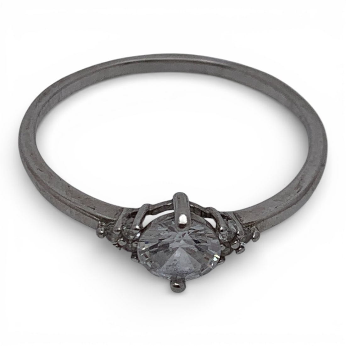 Sterling Silver Ring With Clear Stones - 5