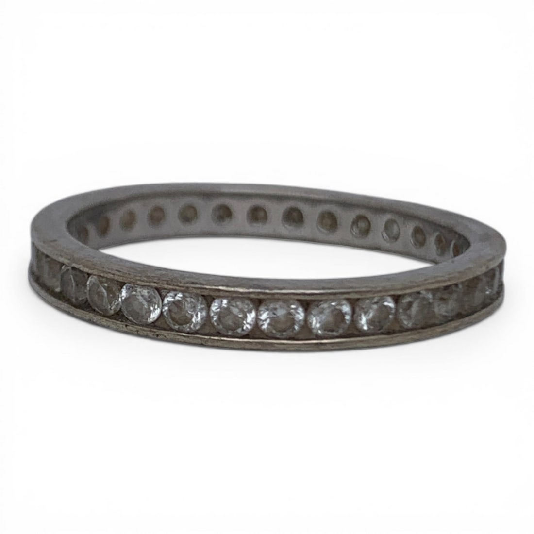 Sterling Silver Ring With Clear Stones: Marked 925 - Size 9 - 2.4 Grams