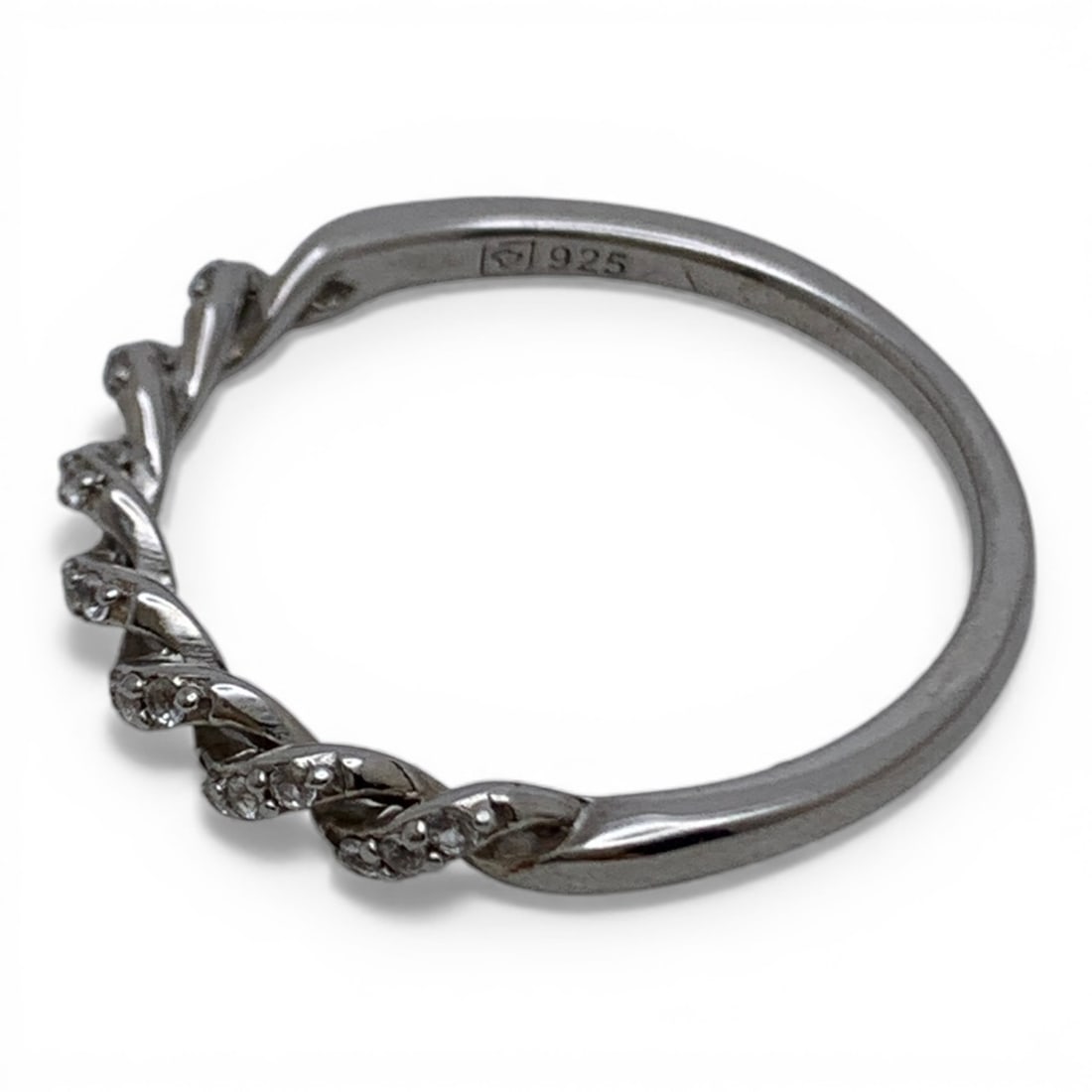 Sterling Silver Ring With Clear Stones - 3