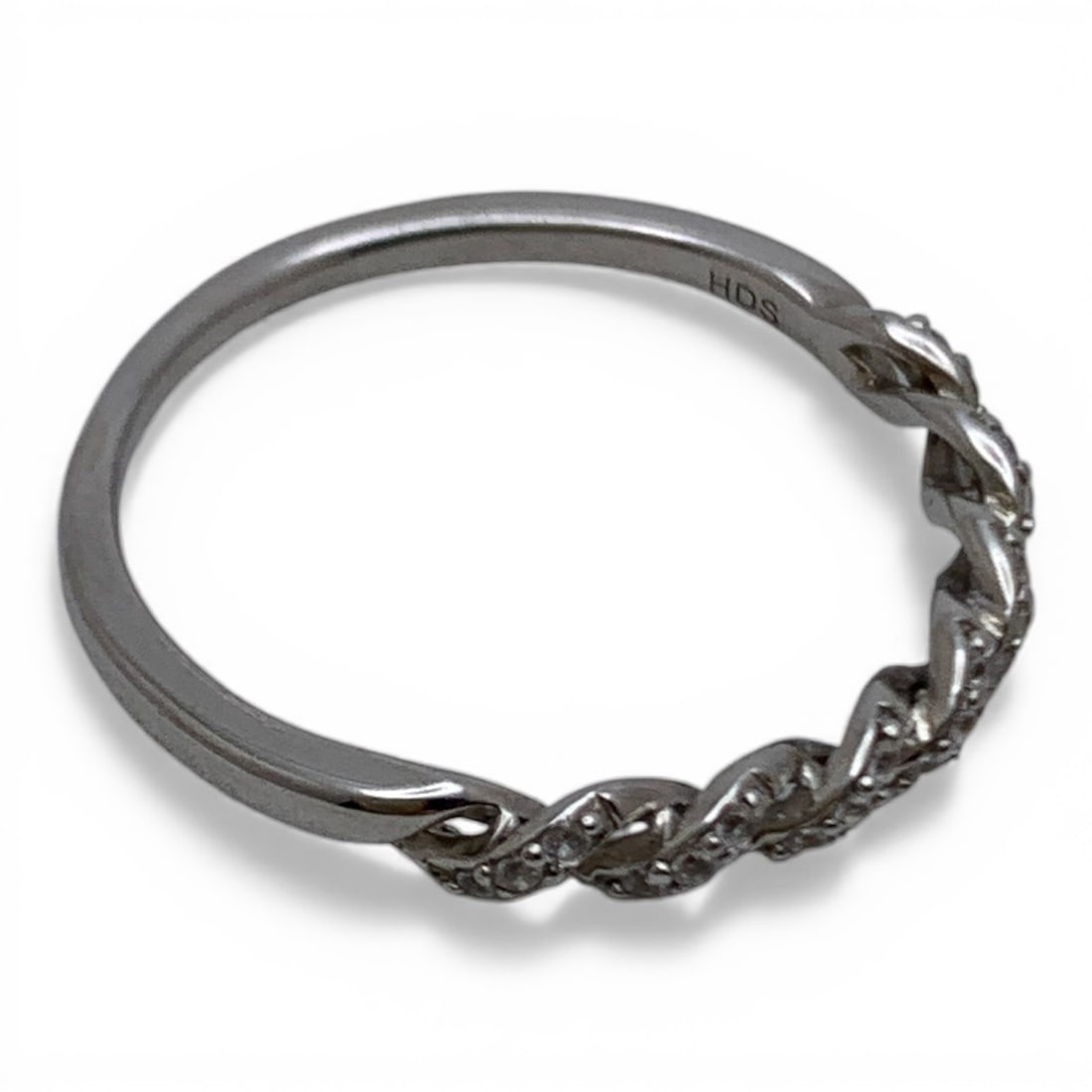 Sterling Silver Ring With Clear Stones - 4