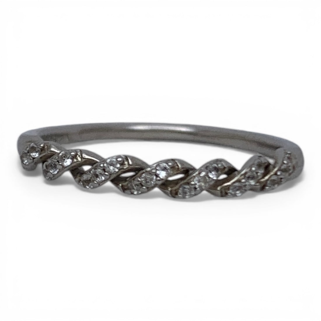 Sterling Silver Ring With Clear Stones - 5