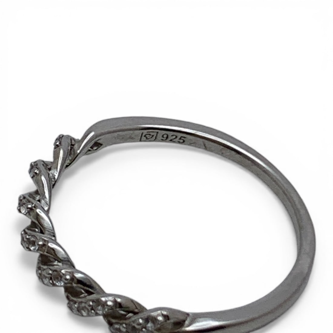 Sterling Silver Ring With Clear Stones - 6