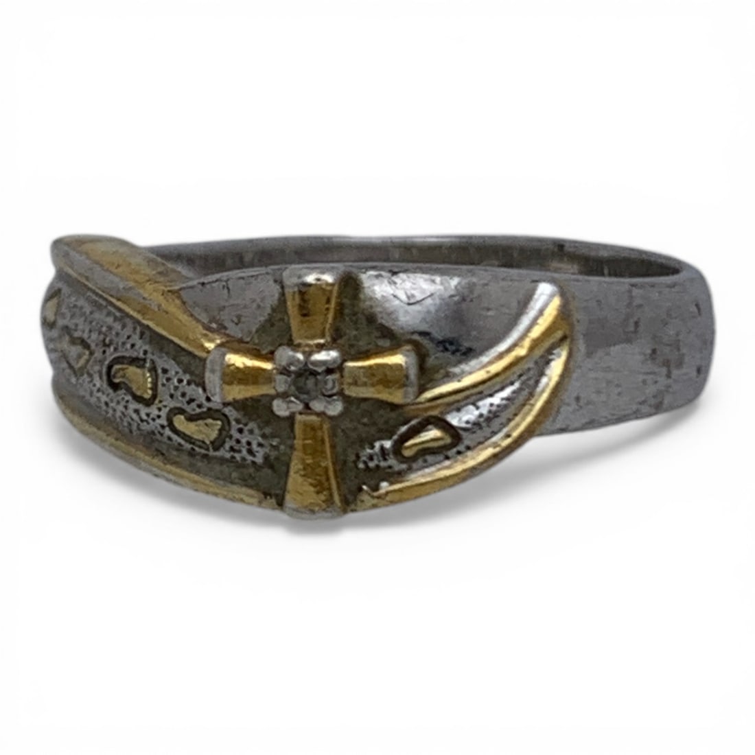 Sterling Silver Cross Ring: Marked 925 - Size 6.5 - 3.7 Grams