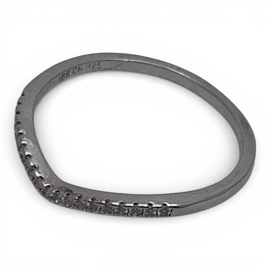 Sterling Silver Ring With Clear Stones - 3