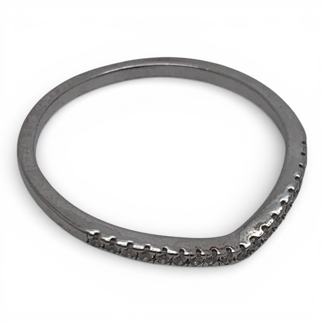 Sterling Silver Ring With Clear Stones - 4