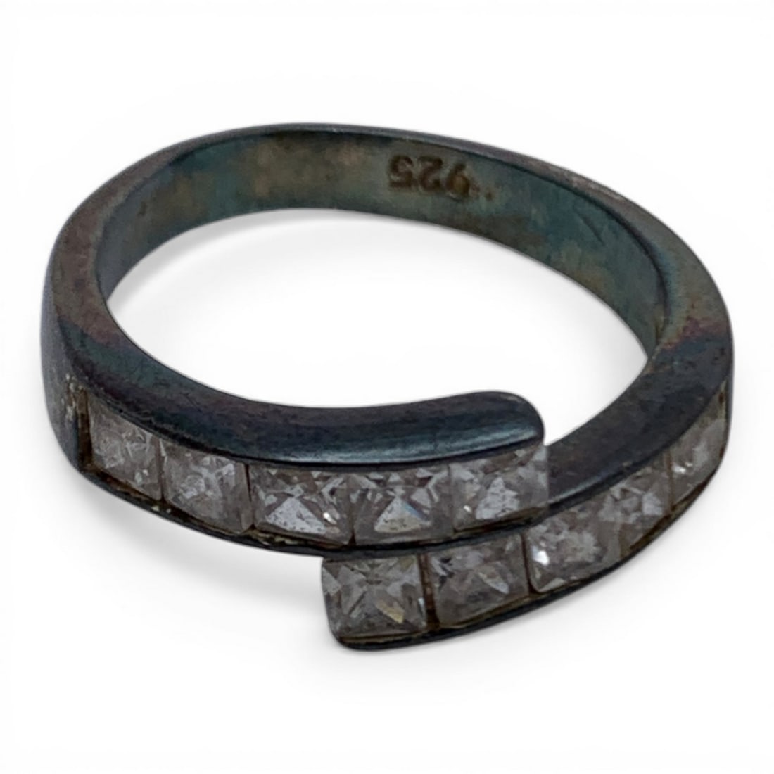 Sterling Silver Ring With Clear Stones - 5