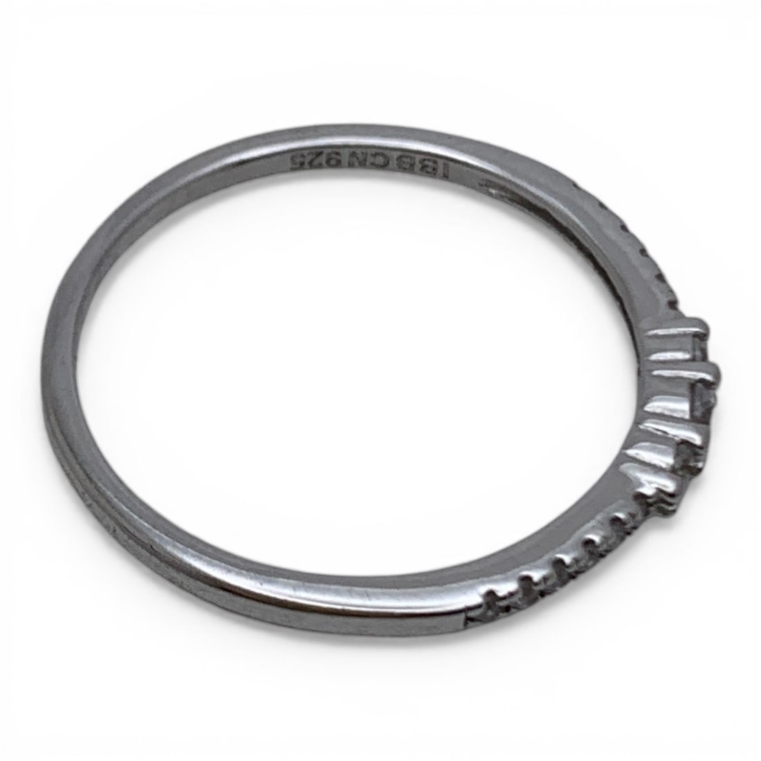 Sterling Silver Ring With Clear Stones - 4