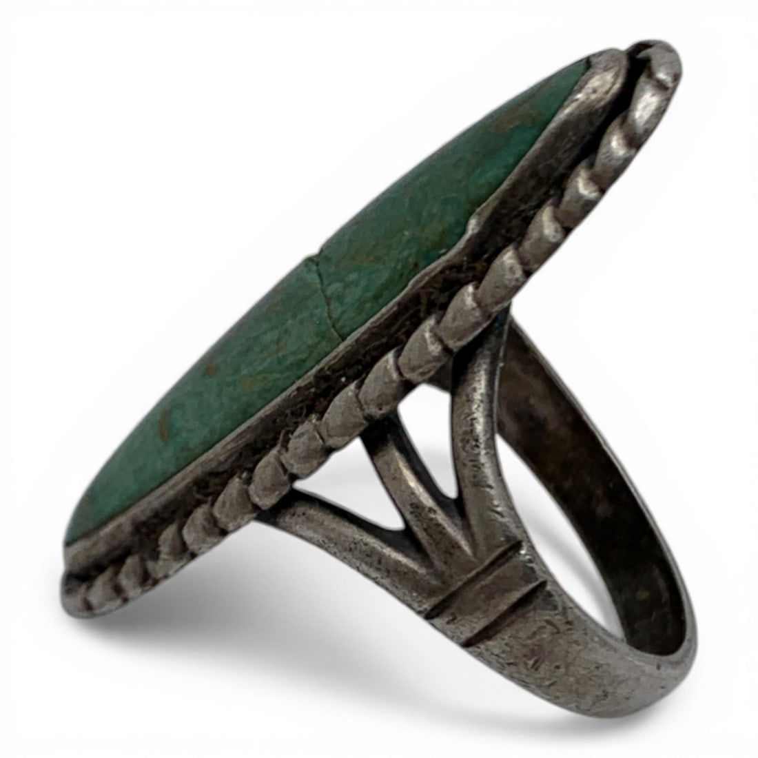 Sterling Silver & Green Stone Ring - 3
