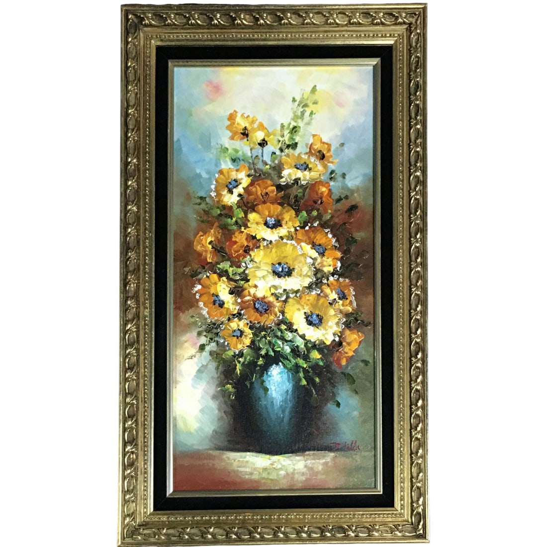 Signed P. Hilla Oil On Canvas Still Ife Of Flowers: Signed Lower Right: P. Hilla. Framed: 29.25" X 17.25".