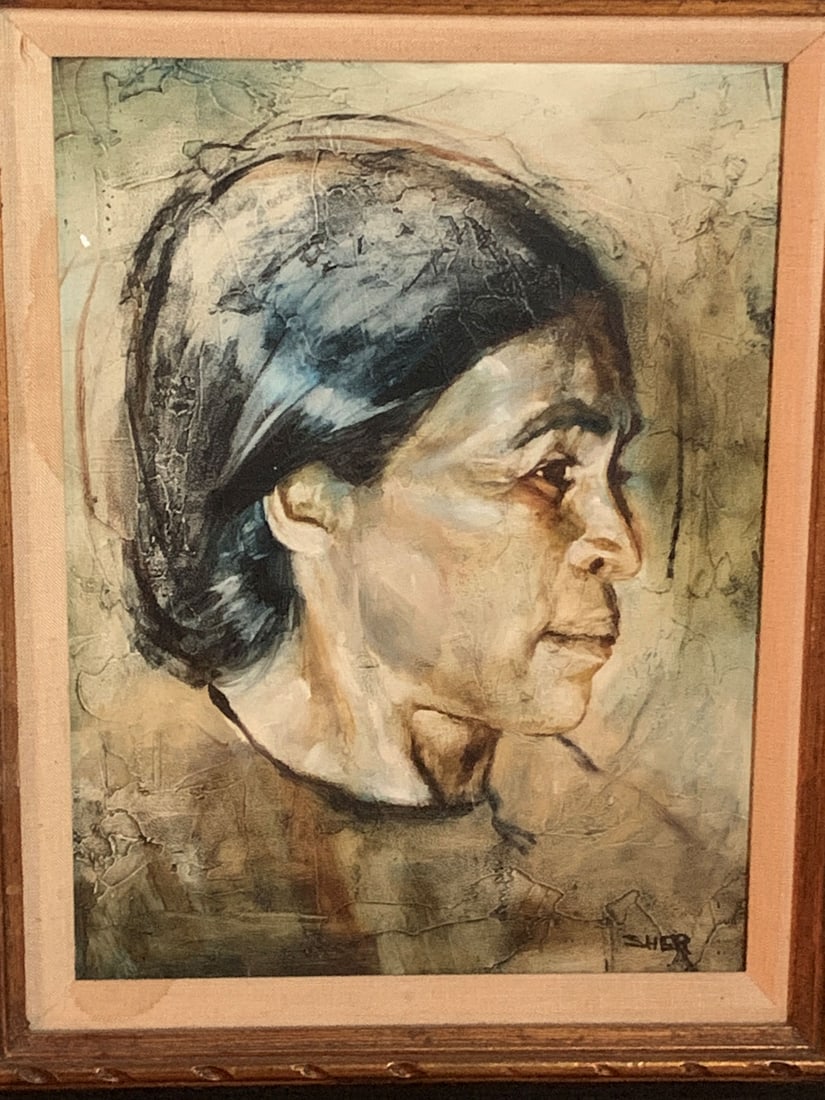 Signed Sher Highlighted Print On Board Portrait - 3