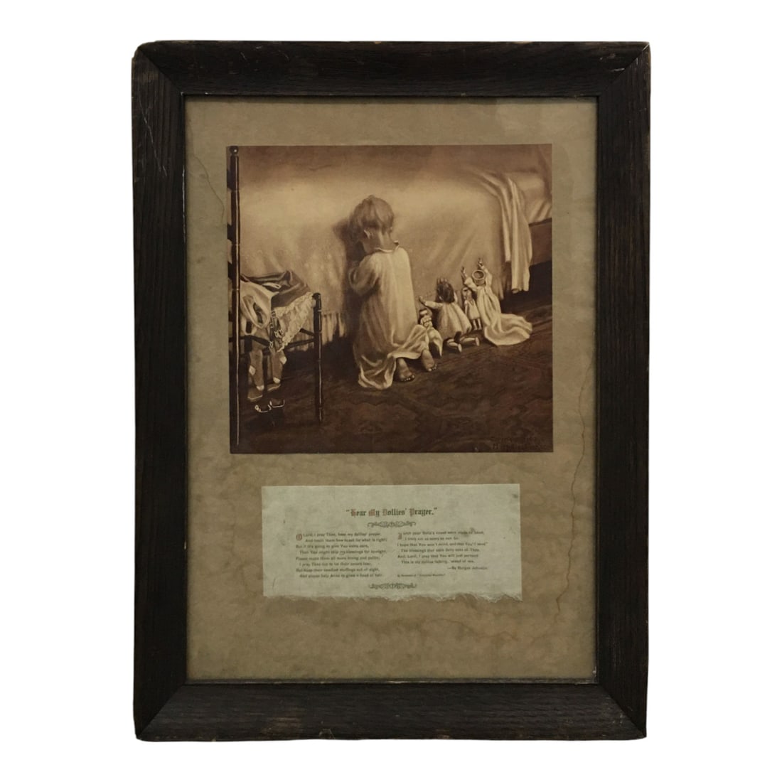 Framed Print & Hear My Dollies' Prayer: 1905 Mary Siegsbecker Print. Framed And Under Glass: 19.75" X 15.75".