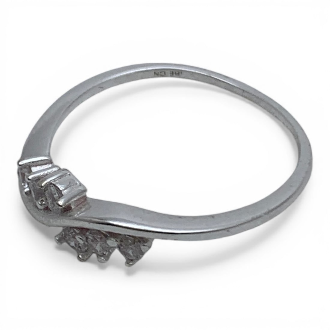 Sterling Silver Ring With Clear Stones - 3