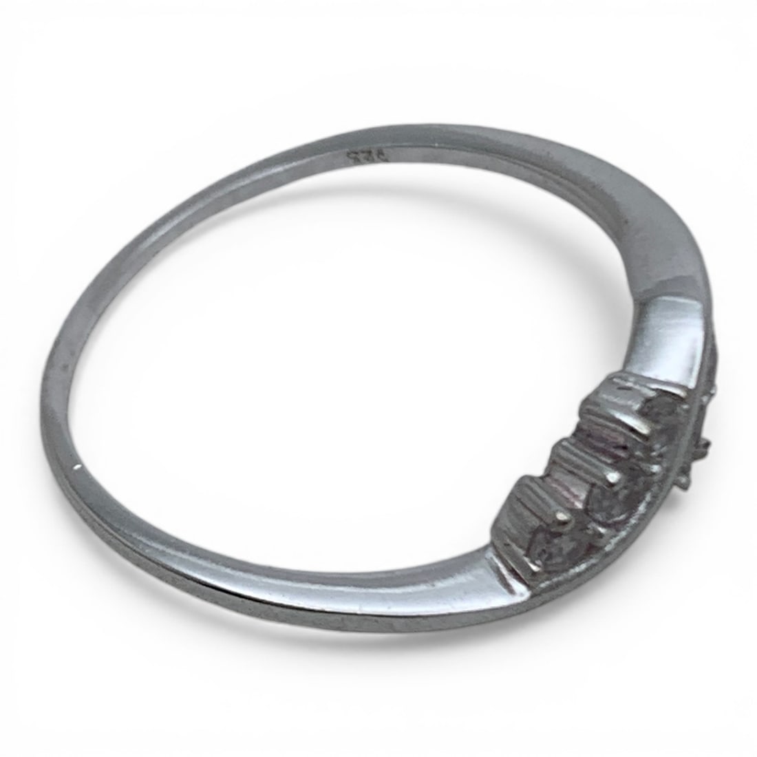 Sterling Silver Ring With Clear Stones - 4