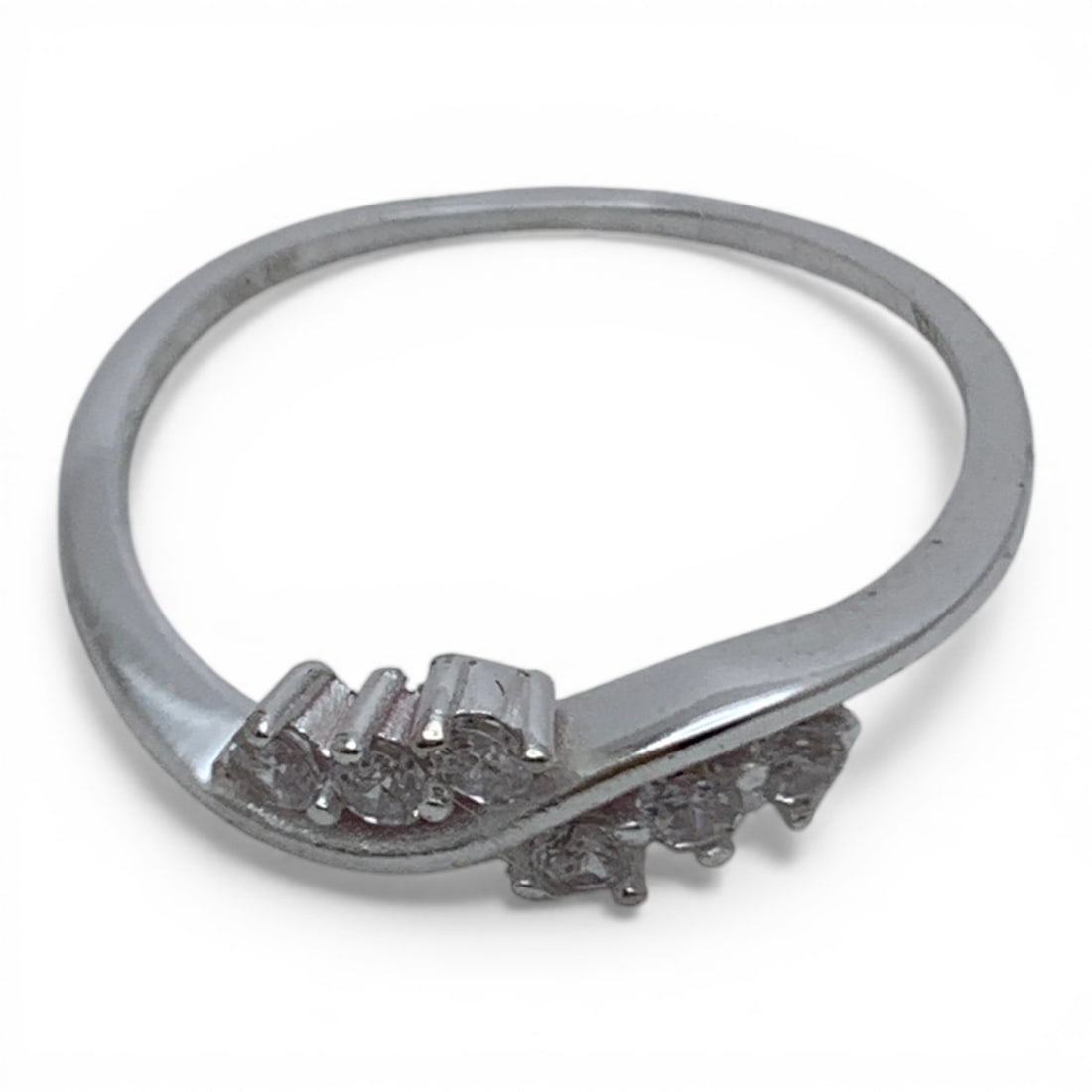 Sterling Silver Ring With Clear Stones - 5