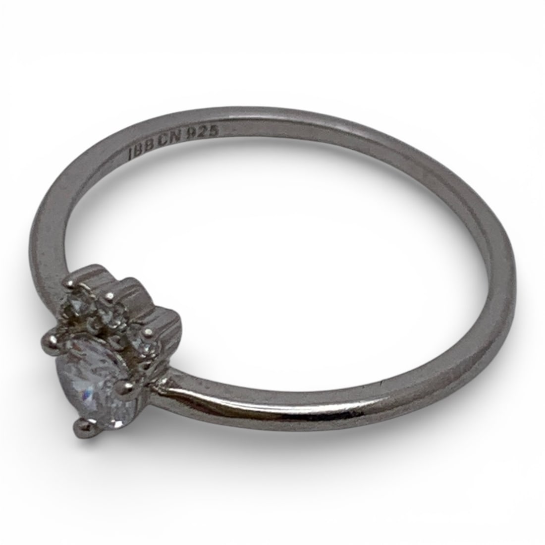 Sterling Silver Ring With Clear Stones - 3