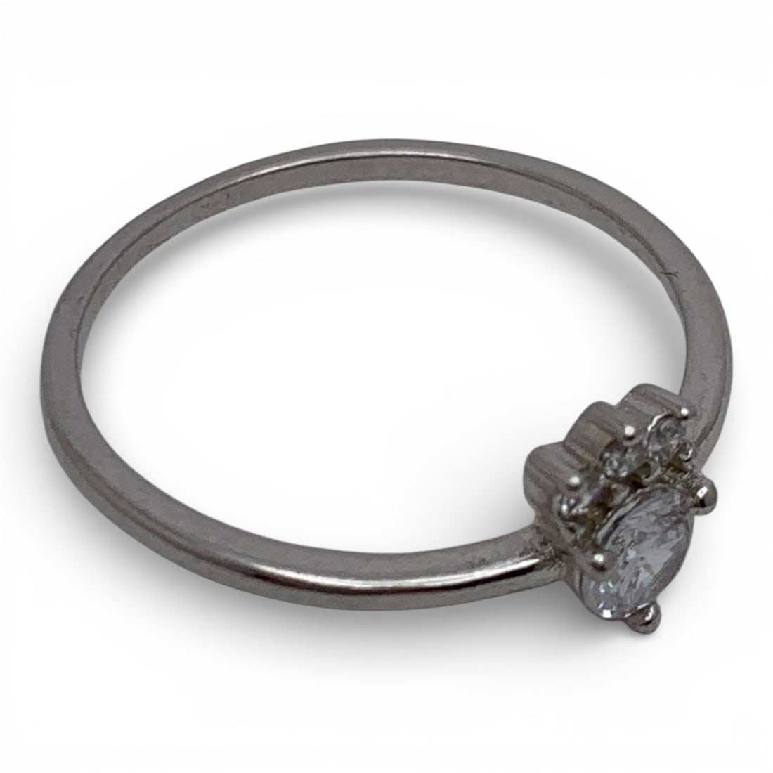 Sterling Silver Ring With Clear Stones - 4