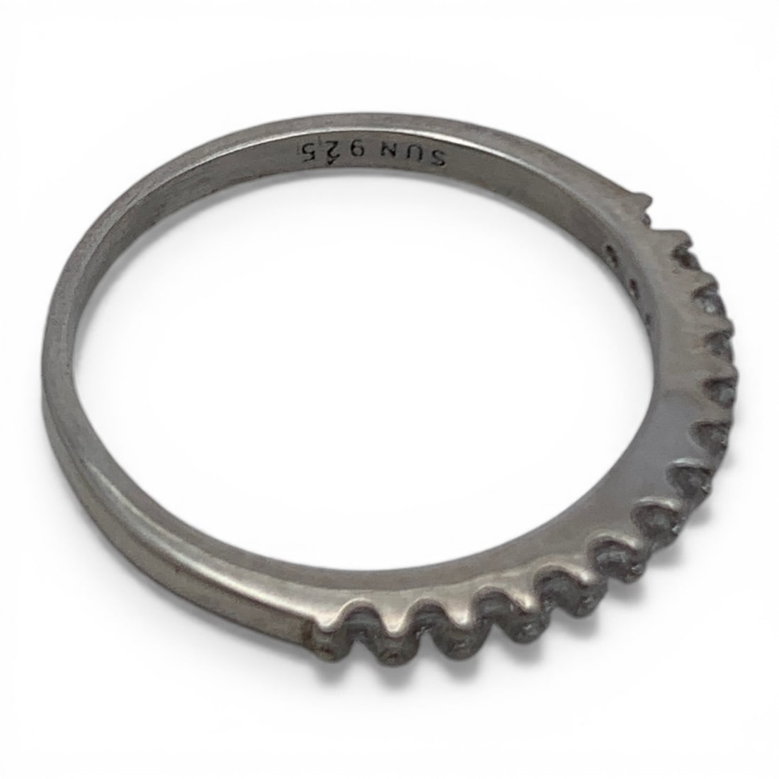 Sterling Silver Ring With Clear Stones - 4