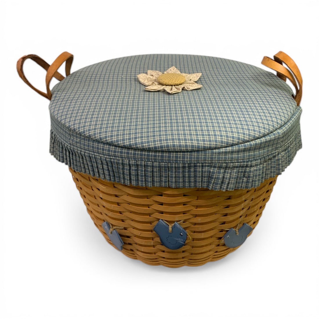 Large Longaberger Basket With Lid & Riser - 5