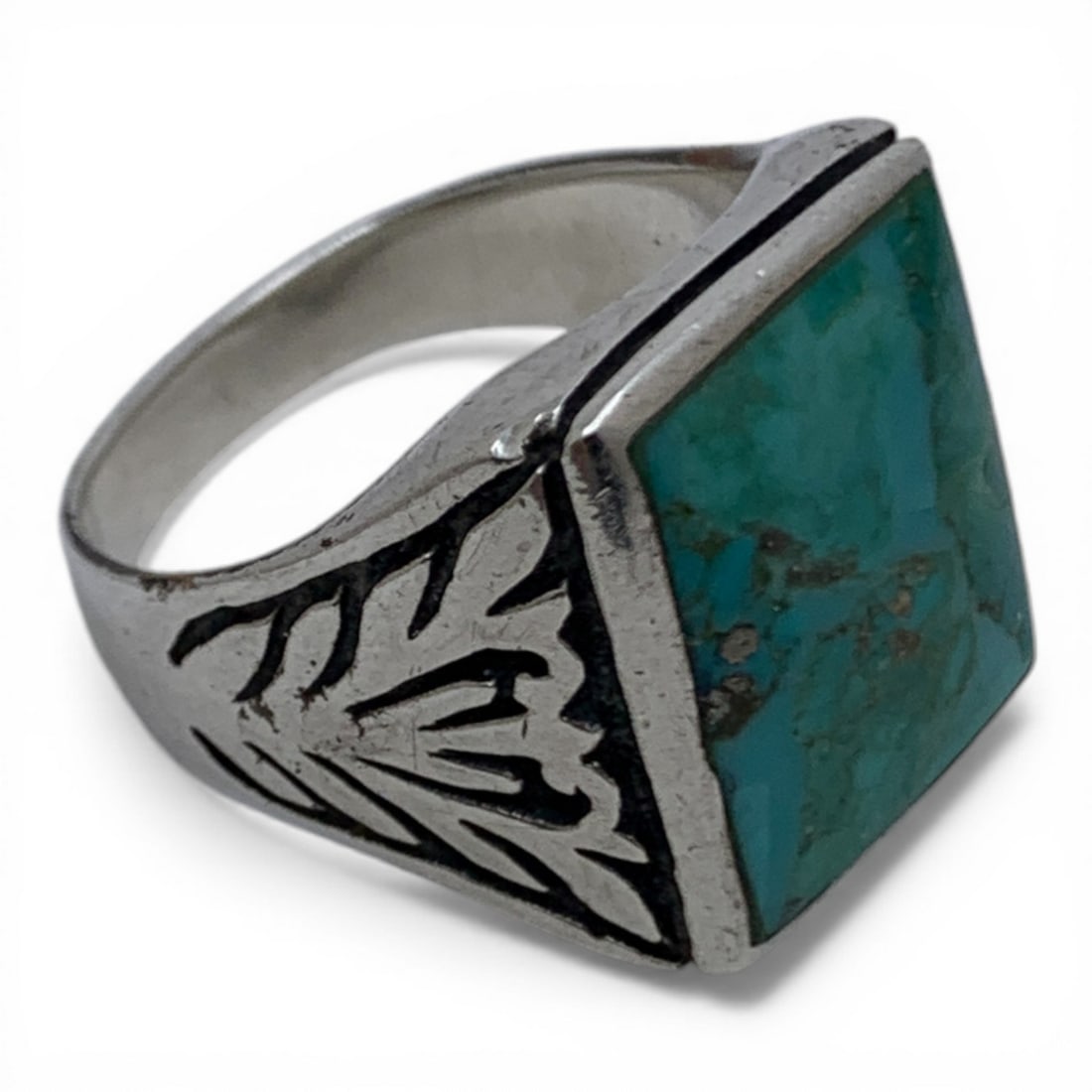 Silver Ring With Blue Stone - 4