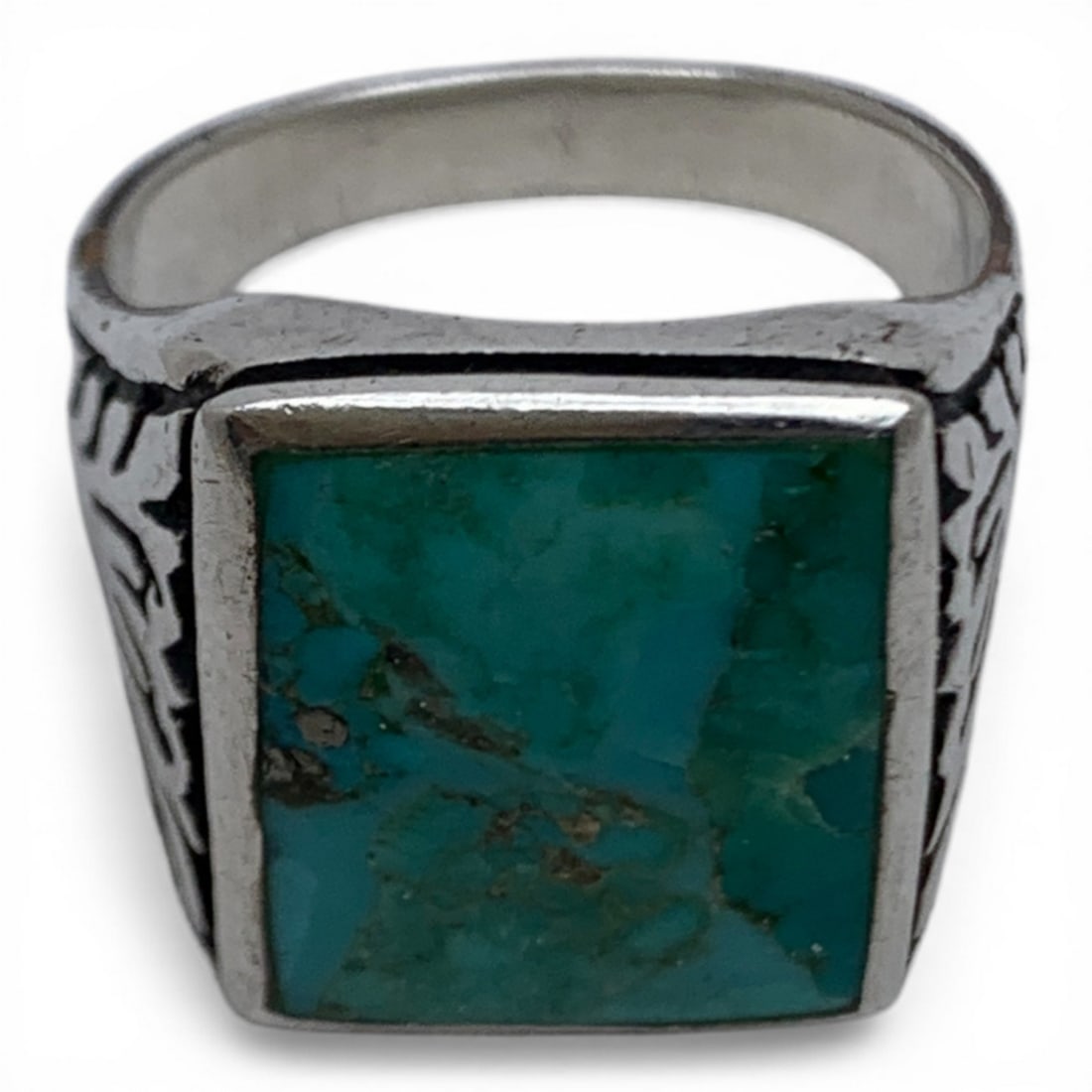 Silver Ring With Blue Stone - 5